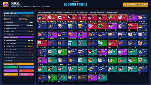 GEMS SPENT 13386 💙 37k TROPHY 💙 144 SKINS 💙 CHAINSAW BUSTER 💙 SOVEREIGN RICO 💙 SOVEREIGN BLING RICO 💙 SOVEREIGN GEM RICO 💙 GODZILLA BUZZ 💙 SURGE LIGHTYEAR 💙 SQUAD BUSTER SHELLY 💙 MOLDY MIKE 💙 SPONGEBOB EL PRIMO 💙 VANARA FRANK 💙 84 BRAWLERS 💙 14 MAX