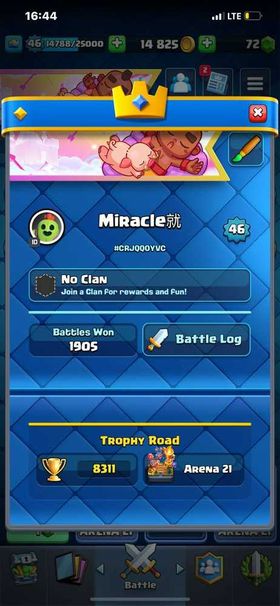 8311 TROPHY - 46 LVL / KT 14 - 3 ELITE / 9 MAX CARDS - 2 EVOLUTIONS - 6 TOWER SKINS +25 EMOJI  - FULL ACCESS - INSTANT DELIVERY - #1