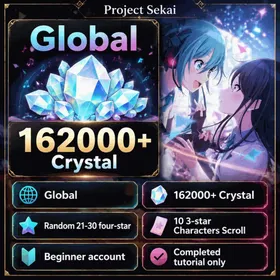 Global | 162000+ Crystal, 10 3-star Characters Scroll, Random 21-30 four-star | Quick Transfer