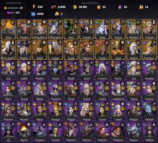 Oren ✨Torodor ✨King Harz ✨Morrigan ✨13.1k Gems/15Lords/24Legend/103Epic/34.8k EN ✨Silas ✨Vierna ✨Vorn x2 ✨Numera ✨Cainan ✨Valeriya ✨Ai