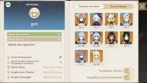 ASIA | AR 15 | Sandrone + Furina + Xilonen + Neuvillette + Ayato + Ganyu + Tignari + Dehya + Keqing | Unset All | Lumine