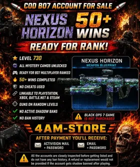 🔥 NEXUS HORIZON | LVL 730 | ALL MYSTERY CAMOS UNLOCKED | 50+ WINS | READY FOR RANKED 🔥