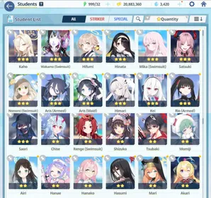 Global Lv5⭐️Starter 13SSR 4 Limit Kei + Mika (Swimsuit) + Aris (Armed) + Rio (Armed) #G233