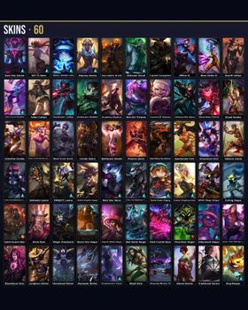🌍 NA ⭐ Unranked 🎨 60 Skins 🏆 55 Champions 💙 14K BE 📈 Level 49 🏅 Riot Girl Tristana 💎 1 Ultimate 💎 1 Legendary 🔹 Spirit Guard Udyr 🔹 Final Boss Veigar 🔹 Dark Star Karma 🔹 SKT T1 Nami 🔹 Winter Wonder Lulu 🔹 Odyssey Karma 🔹 Apocalyptic Brand m9207635932
