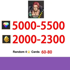Global|Android/Only|5000-5500RD|2000-2300GF+FILM RED Shanks+60-80random 4-star characters100% Safe Account|