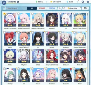 Global Lv5⭐️Starter 14SSR 5 Limit Kei + Nagisa (Swimsuit) + Mika (Swimsuit) + Neru (School) + Rio #G198