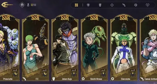JGS26 – NA 9 SSR Account | Jotaro, Prosciutto x2, Koichi, Caesar, Giorno, F.F x2, Cioccolata + 5K Gems