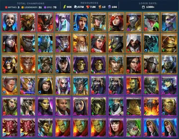 1300+ Days✨Krixia✨Kurosa✨Mezomel✨Ninja✨3Mythic/31Legend/75Epic/7.8k Gems/90k EN✨Duchess Lilitu✨Trunda✨Rae✨Lyssandra✨Blind Seer✨Kyoku-RSL Account
