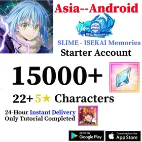 B3 [Asia/Android]15000+Diamonds+22 Random Five Stars+The account contains the hero in the picture+Starter account+Slime Isekai memories