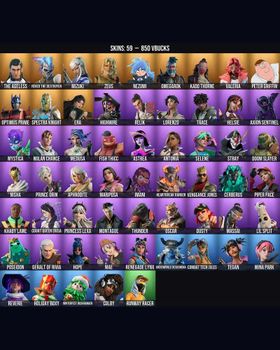 59 Skins Stray ⭐️ Helsie ⭐️ Cerberus ⭐️ The Ageless ⭐️ Reaper ⭐️ Optimus Prime ⭐️ Mina Park ⭐️ Combat Tech Jules ⭐️ Highwire ⭐️ Tegan ⭐️ Princess Lexa ⭐️ Renzo the Destroyer ⭐️ Mizuki ⭐️ Zeus ⭐️ Nezumi ⭐️ Omegarok ⭐️ Kado Thorne ⭐️ Valeri m9076967918