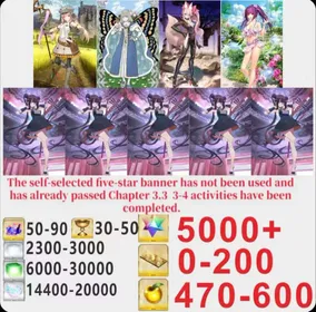 Japen server|5000+ Saint Quartz +Characters in the picture+ Call Sign 0-200 +Golden Fruit 470-600[See Picture]|Optional five stars not used + Plot has passed 3.3|Android|iOS |LDC013|Fate Grand Order