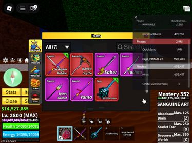 ID 522:LV 2800+CDK+SGT RACE GHOUL V4 FULL GEAR + SANGUINE ART + Mammoth Inven |Unverified Account|Auto Delivery|Blox Fruits