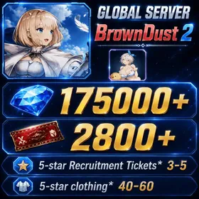 [GLOBAL]170000 Diamonds+Beachside Angel Teresse| Single draw coupon:2800 |Five-star coupons*2 + random 40-80 five-star + 20-50 UR weapons|[Fast delivery]BrownDust 2 Account BDust 2