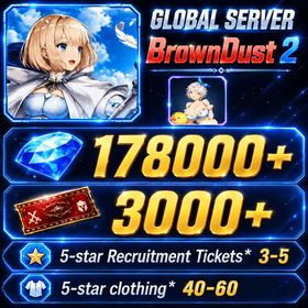 [GLOBAL]178000 Diamonds+Beachside Angel Teresse| Single draw coupon:3000 |Five-star coupons*2 + random 40-80 five-star + 20-50 UR weapons|[Fast delivery]BrownDust 2 Account BDust 2