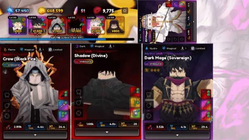 4 Unbound META ( Megumi, Itachi, Dark, Elf ) | LV 116| Gold 658K | Diamond 57K | RR 51