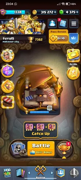 7 CHAMPIONS + KT 13  + 7362 Trophy + 4375 GEM + 7 EVO +  4 HEROES +  29 EMOTE + 4 SKIN TOWER + 80 BANNER