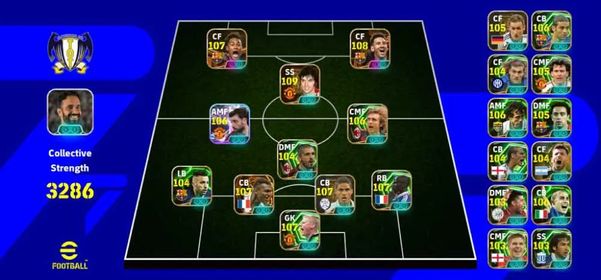 ANDROID+IOS♦️3286+ TEAM STRENGTH♦️BIG PAID: 108 MESSI♦️109 GEORGE BEST♦️107 NEYMAR♦️106 BRUNO FERNANDEZ♦️106 PIRLO♦️104 GATTUSO♦️104 JORDI ALBA♦️108 DESAILY♦️107 THURRAM♦️107 VARANE♦️107 SCHMEICHEL♦️105 KLOSE♦️106 MARQUEZ♦️104 VIERI♦️105 ROBSON♦️106 PLATINI♦️105 XAVI♦️104 RIO FERDINAND♦️ONLY KONAMI LINKED♦️