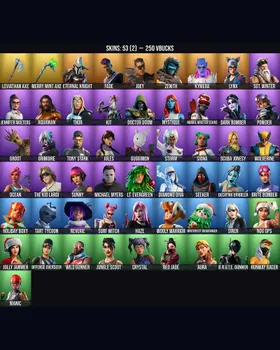 53 Skins Leviathan Axe ⭐️ Merry Mint Axe ⭐️ Aura ⭐️ Siren ⭐️ Michael Myers ⭐️ B.R.U.T.E. Gunner ⭐️ Tony Stark ⭐️ Surf Witch ⭐️ Reaper ⭐️ Jennifer Walters ⭐️ Harley Hitter ⭐️ Mystique ⭐️ Groot ⭐️ Doctor Doom ⭐️ Brite Bomber ⭐️ Sunny ⭐️ Oce m9672338229