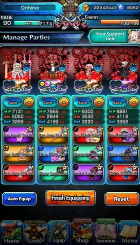Grand Summoners account with a lot of units and crystals