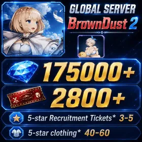 [GLOBAL]170000 Diamonds+Beachside Angel Teresse| Single draw coupon:2800 |Five-star coupons*2 + random 40-80 five-star + 20-50 UR weapons|[Fast delivery]BrownDust 2 Account BDust 2