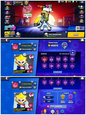 101 BRAWLER🔥46,013+ TROPHY🏆25 MAX BRAWL🔥42 HYPERCHARGED🔥Win Streak 28✨195 Skin🔷True Silver 2🔷True Gold 1🔷Lots of Rare Skin💙Android And Ios•Full Access✅INSTANT DELIVERY✅