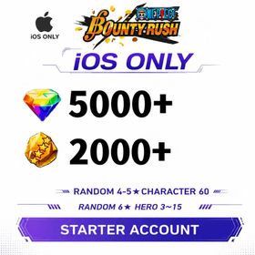 Global[IOS/Only][5000-5200RD][1700-1800 GF]+60-70+ Random 4-5 Star Characters+Random 6 Star Character 3-15[Fast delivery][Beginner Account]|ONE PIECE Bounty Rush
