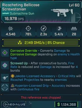 ⭐[MODDED] L60/L70 SCREWSTONIAN (FIRE CONVERT) - 4,352K DPS - 92% ACCURACY -  0.5s RELOAD - 13.6/s FIRE RATE - HYPERION GRIP - RICOCHET⭐