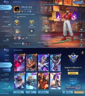 134 SKINS -  KOF DYRROTH -  KOF KARINA - ZODIAC IRITHEL - M6 CLAUDE - SAINTSEIYA BADANG - VENOM HANABI - BLAZING ALDOUS - 5 EPIC - GLOBAL ACCOUNT - ML429