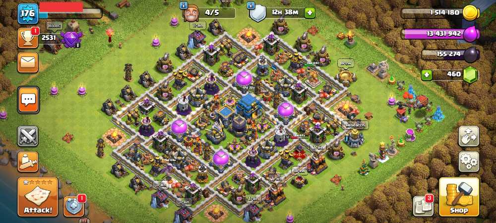 Townhall 12 Level 176 King 31 Queen 52 Warden 17 Gems 460 Account is 100% safe.