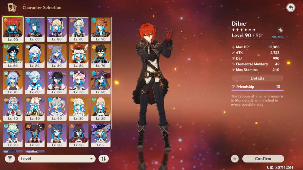 Ar 55 C6 Childe C5 Diluc