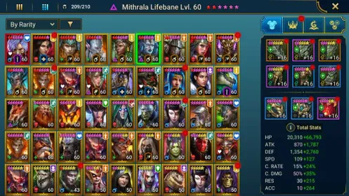 Power 7.4M | Level 96 | 1 Mythical | 47 Legendary | 290 Epic | 2 Key CB UNM | RSLA188