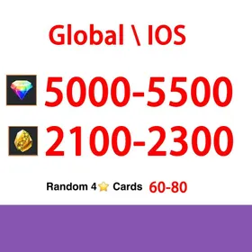 Global|IOS/Only|5000-5500RD|2100-2300GF+2 Random Super Legendary Hero|100% Safe Account|