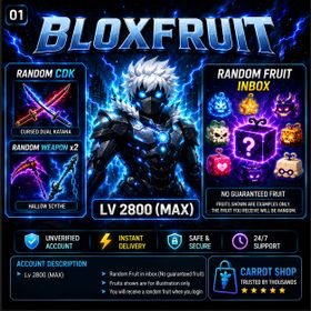 Blox Fruits | 2800 (MAX) | UNVERIFIED ACCOUNT | INSTANT DELIVERY