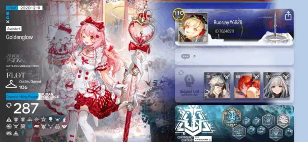[Instant Delivery] #A152 Global Lv 110 72⭐6 | 15 limited and 106 Outfit | 287 Operator | UI Paid Hello Kitty and Goldenglow Hello Kitty | 61+ Pull | BD Unset