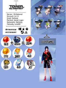 EU(Astora) | Lvl:6 | 224 Red Nucleus+Lana+Lechesis+Asurada+3 SSR+ SSR Box+175 Gold Nucleus+Costume  | #t0f16
