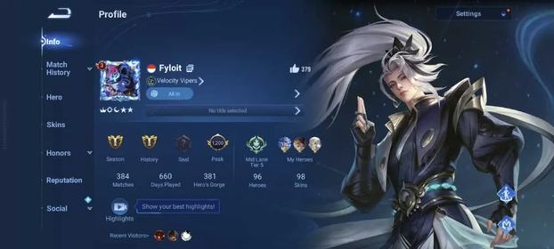 Global Hero 96 Skin 98:Limited Kongming, KIC Luna, 2 Legend(Wukong, Lady Sun) Shanhai Yaria, LOM Shi etc Log LI