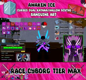 Blox Fruits | Lv2800Max | CyborgV4Tier10 | Awaken Ice | SanguineArt | Cursed Dual Katana | Hallow scythe | Unverified Account | Instant Delivery