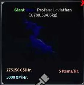 FISCH Roblox 🐟 | Aquarium fish 275k/hr | Giant Hadal Profane Leviathan (UNAPPRASIED)
