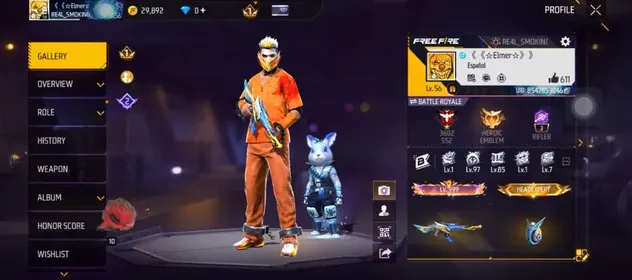 EP326|Lv56|Lv.999 Title|91Costume|102Weapon(17Mythic)|YujiItadoriBundle|20Emote|24Backpack|30Vehicle|StormyAscent M4A1