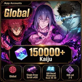 Global | Single Draw Scroll X450, 150000+ Kaiju, SSR Recall Illustrated Book 30-40, SSR roll 2-5, The inspiration of death Mahito, Genuine Jujutsu Ryomen Sukuna, Yuta Okkotsu
