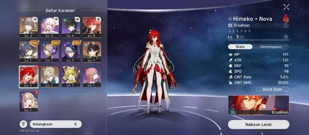 Tl4 | ASIA | MALE | Himeko Nova Eidolon 1 Sign A Star Thats Light the Night S2  + Danheng PT + Aventurine + Yunli | GCS + Selector Collab On