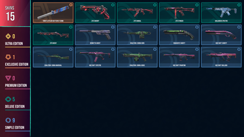 🥑 EU 🥑 1 KNIFE 🥑 15 SKINS 🥑 VALUE: 4825 VP 🥑 Yoru's Stylish Butterfly Comb 🥑 .SYS Sheriff 🥑 .SYS Vandal 🥑 .SYS Stinger 🥑 Avalanche Spectre 🥑 .SYS Bucky 🥑 Vendetta Ghost 🥑 Coalition: Cobra Odin 🥑 Snakebite Shorty 🥑 Hue Shift Shorty 🥑 Coalition: Cobra Marshal 🥑 Hue Shift Spectre 🥑 Coalition: Cobra Judge 🥑 Hue Shift Phantom 🥑 Hue Shift Bulldog 🥑 RANKED READY 🥑 49 LEVEL 🥑 INSTANT DELIVERY 🥑 FULL ACCESS 🥑 F6JCB 🥑