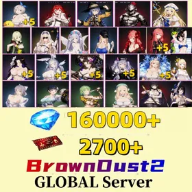 [GLOBAL]160000 Diamonds+ Beachside Angel Teresse（+5）+Respected Master Roxy+Esteemed Adventurer Eris+Orcbolg Goblin Slayer+Supreme God Archbishop Sword Maiden+Earth Mother Believer Priestess +Daughter of Starwind High Elf Archer+Pure White Blessing Refithea+Water Park Queen Wilhelmina+Hedonist Liberta+Dream Bride Eclipse（+5）+Daydream Bunny-Murphyia（+5）+Summer Vacation Dalvi（+5）+Stray Cats Rou+Frozen Queen Wilhelmina（+5）+Dark Saintess Liberta（+5）+Dancing Snowflake Yumi+Fist of Conviction Yozakura+Gentle Destroyer Yomi+Kind Ruthlessness Hikage+Noble Flame Ikaruga+Ocean Vanguard Luvencia+Pool Party Justia+Pool Party Scheherazade| Single draw coupon:2700 |5★ Recruitment Ticket*3 +|5★ Draw Ticket*10|random 70-100 five-star clothing+ 70-120 UR weapons|3500 pulls|[Fast delivery] BrownDust 2 Account BDust 2