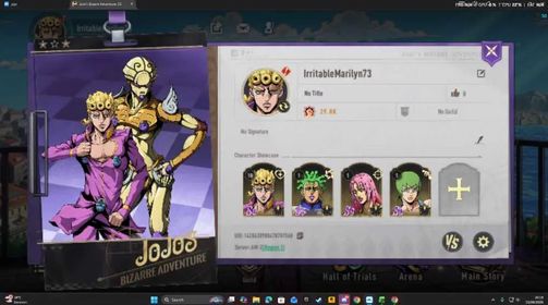 JGS62 – NA AM-2 Starter Account | 4 SSR, Diavolo, F.F., Cioccolata, Giorno, Selector Active