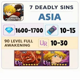 [ASIA]1600-1700 Diamonds|random 1 LR+random UR 10-30| 15-20 SSR Ticket | 10-20 Other Ticket+Characters in the picture [Android/iOS]Fast delivery 7 Deadly Sins
