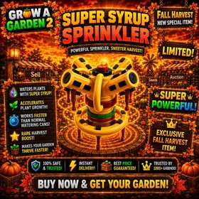 160x ⛲ Super syrup Sprinkler 💫 | GEAR PACK | 🍁 Grow a Garden 2 (Fall Harvest) 🍂 | 🌈 SUPER ✨ |⚡️Instan Delivery⚡️ |
