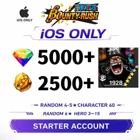Global[IOS/Only][5000-5200RD][1800-2000 GF]+[4★Marshall D. Teach (The Four Emperors)+70+ Random 4-5 Star Characters+Random 6 Star Character 3-15[Fast delivery][Beginner Account]|ONE PIECE Bounty Rush