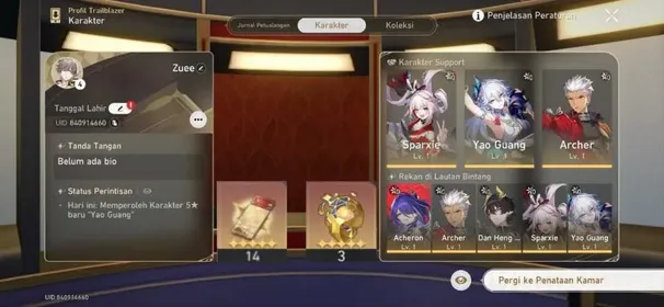 [Asia] | TL 4 | 35 Special Pass | Sparxie+Yaoguang+Archer+Seele+DanhengPT | 3 Golden Companion | Unset All | Fast Delivery