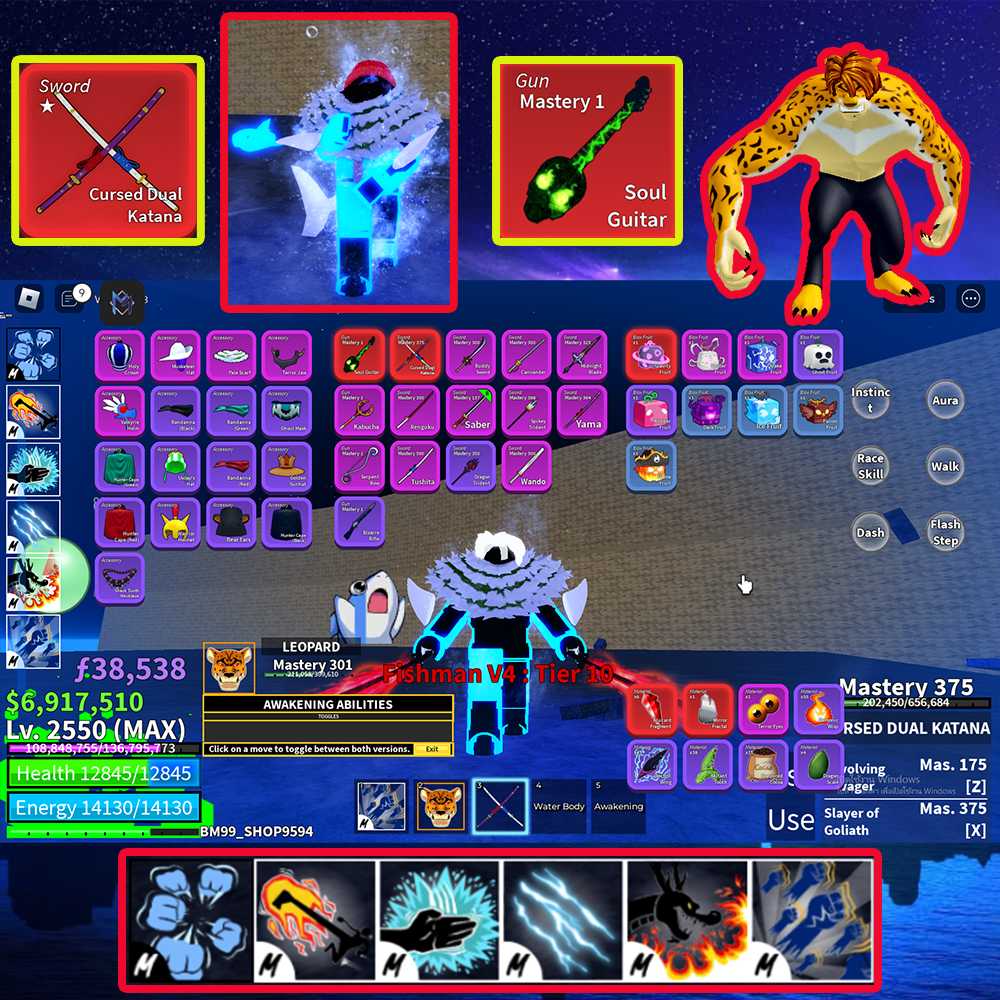 Blox Fruit Account | GodHuman | SHARK V4 Tier10 | Full Awaken Leopard ...