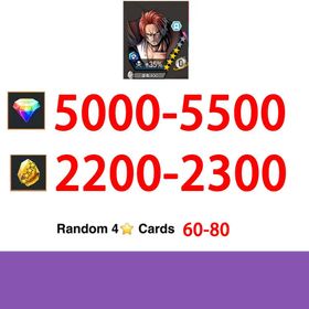 Global|IOS/Only|5000-5500RD|2200-2300GF|RED Shanks+60-80Random 4-Star Characters|100% Safe Account|